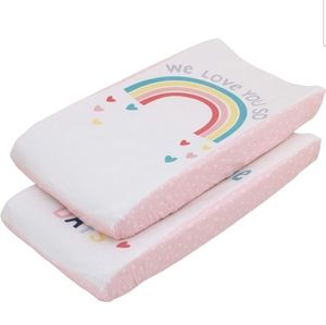 Little love by NoJo multi color rainbow2 piece soft changing pad covers